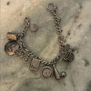 Vintage Silver Charm Bracelet with Unique Charms!